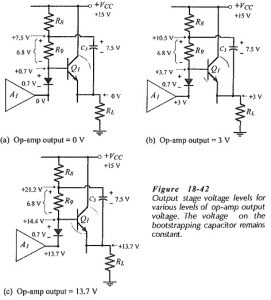 BJT Power Amplifier with Op Amp Driver | Bootstrapping Capacitors