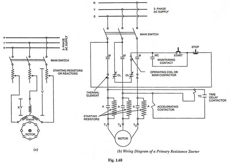 Primary Resistance Starter - Operation and Wiring Diagram